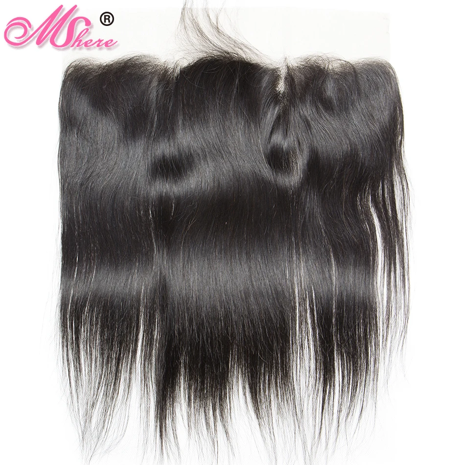 Pre-plucked 13*4 Ear To Ear Lace Frontal With Baby Hair Indian Straight Hair Remy Hair 1b# Mshere H