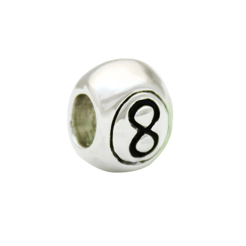 licentie gids Vete Lucky 8 eight ball European charm Metal bead Fit Pandora Bracelet|Beads| -  AliExpress