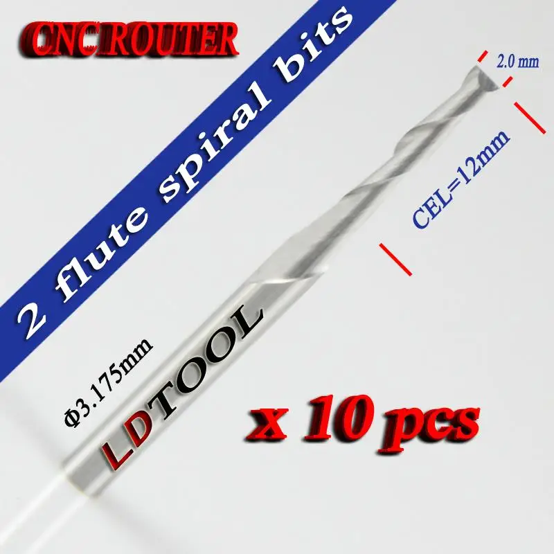 

10pcs 2*12mm 2 flutes milling cutter router bits for CNC Machine Engraving 2LX3.212