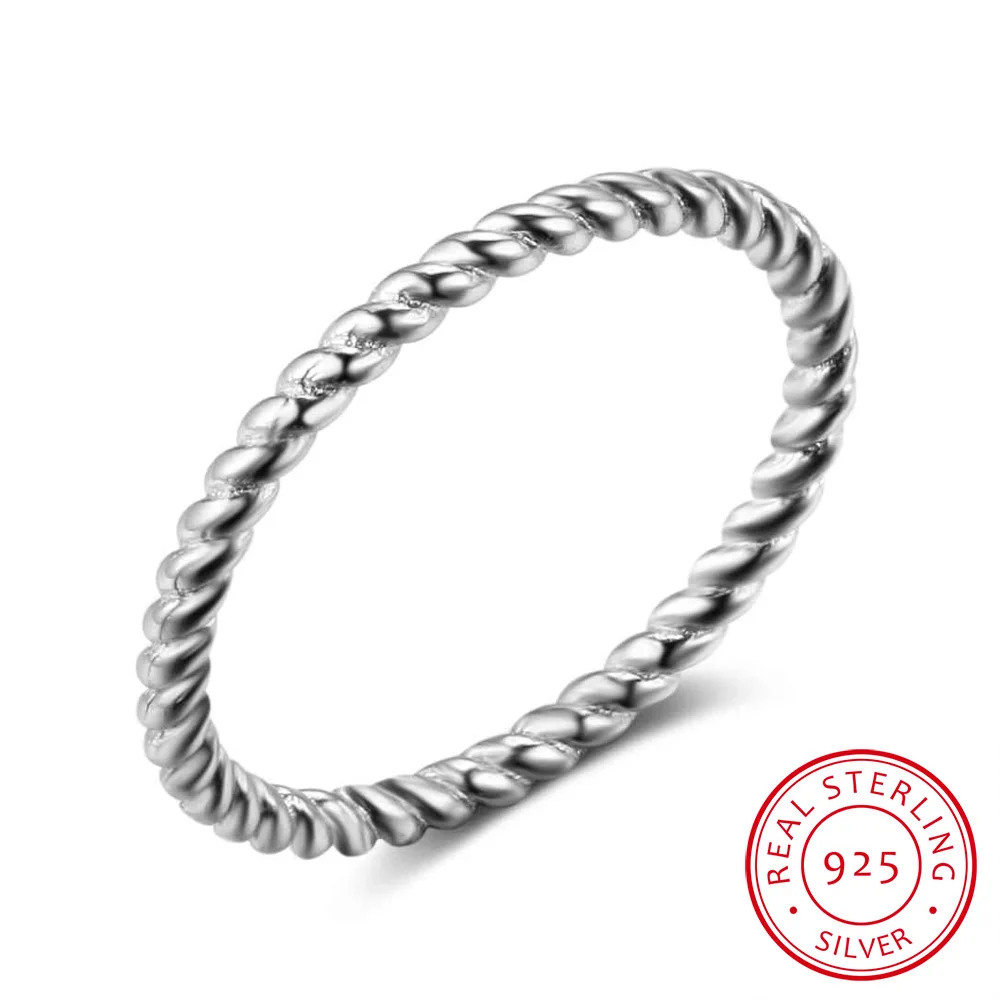 925 Sterling Sliver Rings for Women Rope Shape Wedding Rings Trendy Silver Jewelry Engagement Anniversary Gift (RI102772)