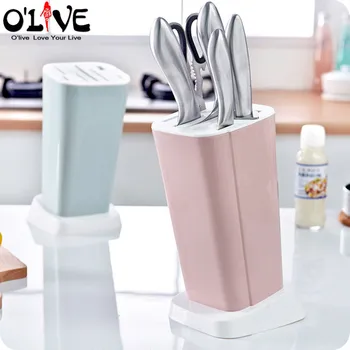 

Plastic Knife Holder Stand Block Kitchen Knives Storage Rack Drain Cutlery Shelf Organizer Kitchen Tools Dropship