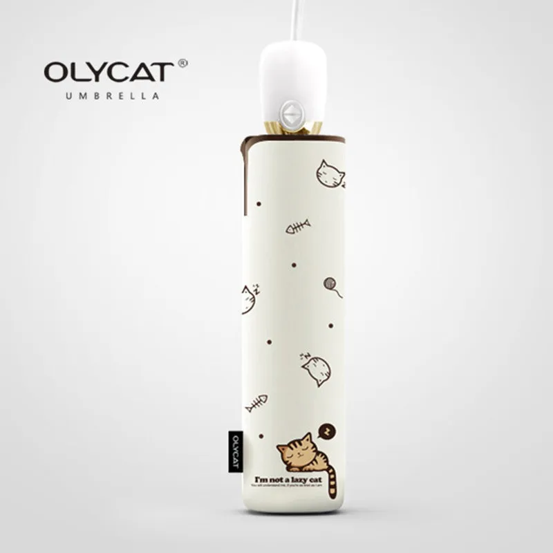 Olycat три складной кошка зонтик дождь Для женщин Anti UV Зонт Полностью автоматическая Для женщин зонтик подлинное качество бренда