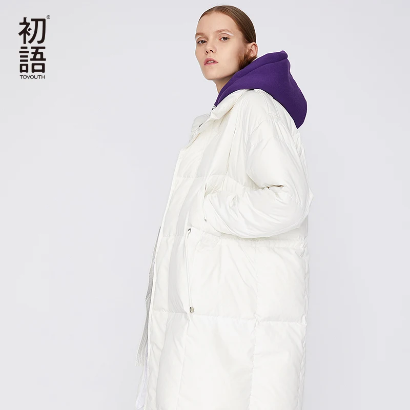 Toyouth Women Duck Down Winter Coat Warm Puffer Coat Ladies Down Filled Coat Thickening Mujer Snow Casual Outerwear