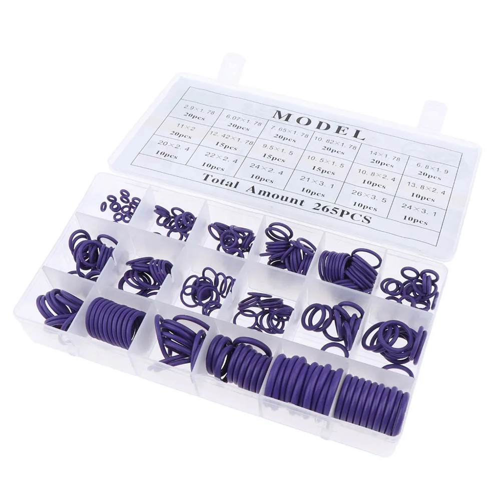 

265 Pcs Car Seal O-Ring Washers Gasket 18 Sizes Durable Air Conditioning Plumbing HVR88