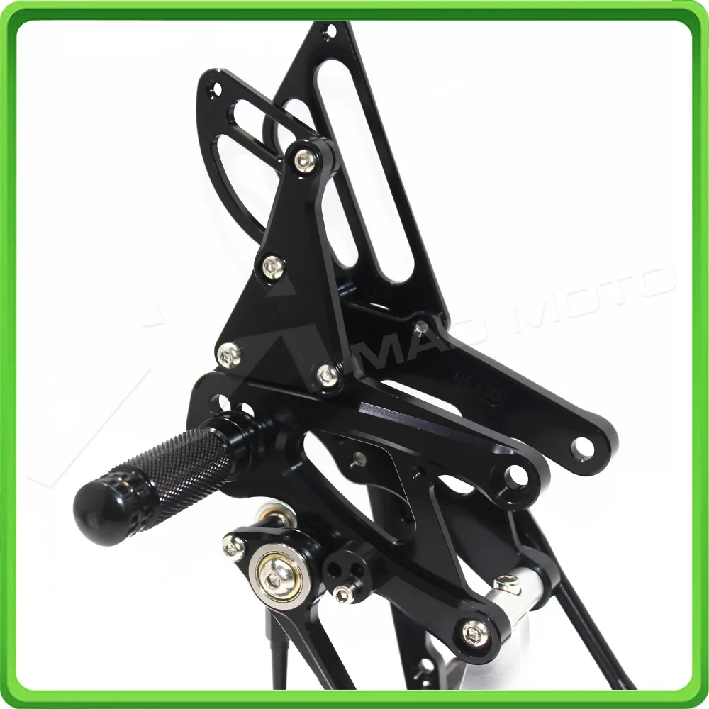 CNC Adjustable Rear Sets Rearset Footrest Foot Rest Pegs for Aprilia RSV4 ( R  FACTORY ) APRC ABS 2013 2014 2015 2016 Black (2)