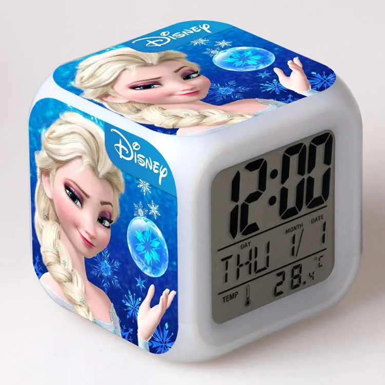 Disney FROZEN Elsa Ann Мультфильм светодиодный сенсорный будильник для студента мальчик девочка взрослый прикроватный будильник