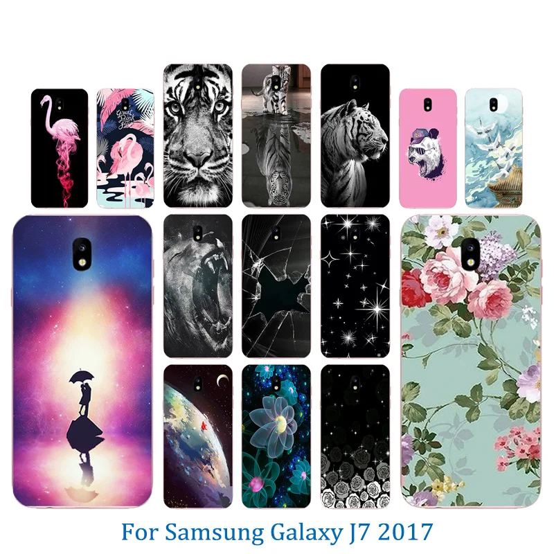 Чехол для телефона Galaxy J7 2017 мягкая задняя крышка из ТПУ С Рисунком Тигра чехол EU