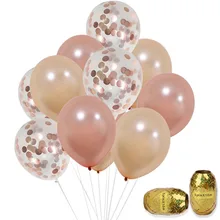 Balões de látex foleados em ouro rosado, balões de confete ouro champanhe para decoração de casamento, brindes de festa de aniversário com 10 peças