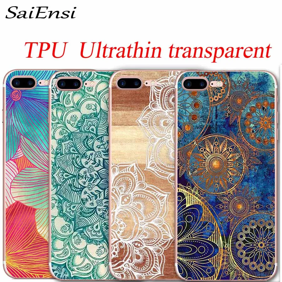 

for iphone 7 7plus case Letter Flower Ethnic style Transparent soft TPU cases for iphone 5 5S 6 6S 8 plus X XS XR MAX Back cover