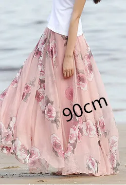 Новая весенне-летняя длинная шифоновая пляжная юбка с принтом в богемном стиле, Женская длинная юбка с принтом - Цвет: 90CM