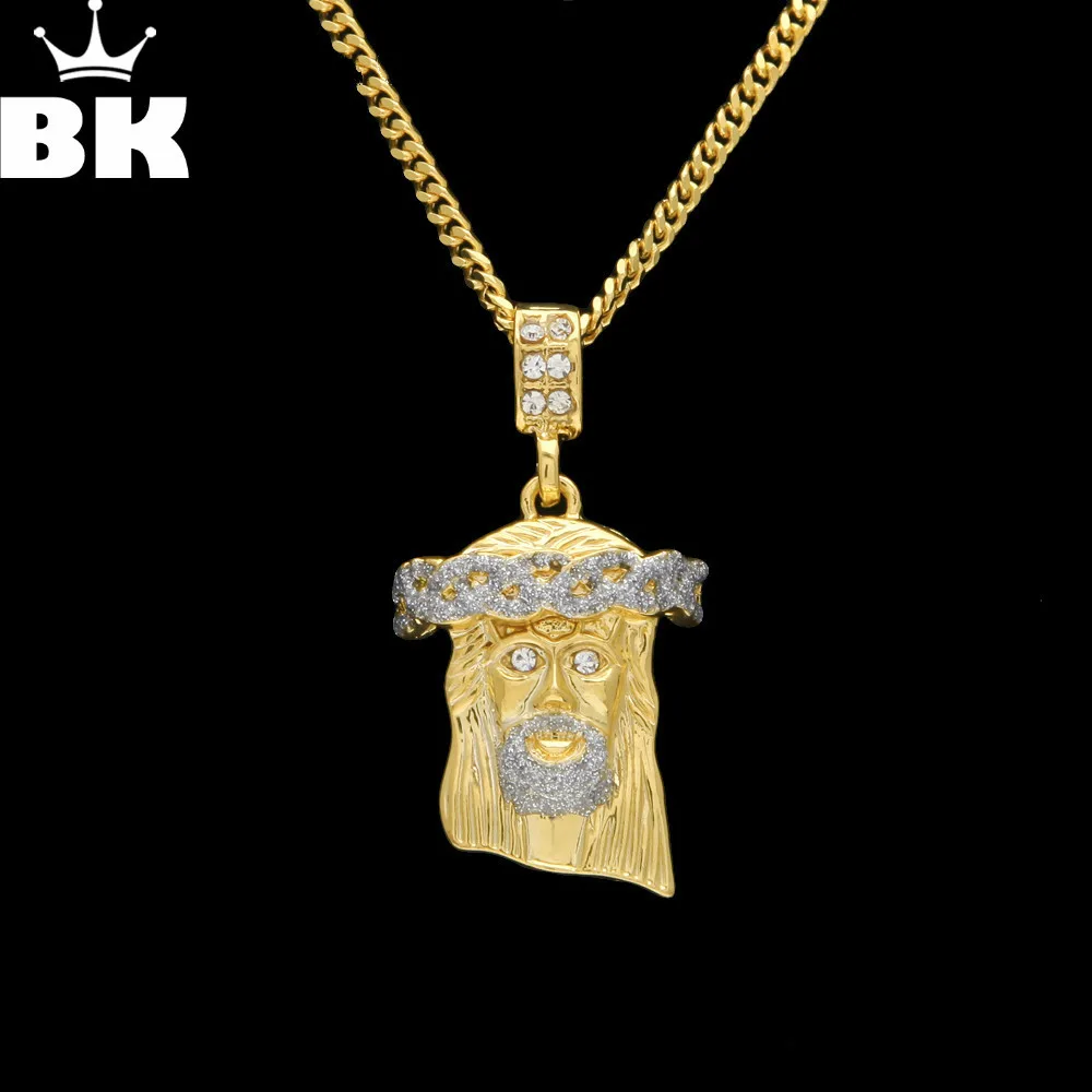 

Mens Gold Iced Out Jesus Piece necklaces Charm Golden Chain bling pendants Jewelry Rappers Collier Small Jesus Necklace