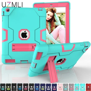 

Original Shockproof Case for iPad 2/3/4 9.7 inch 3 in 1 Kids Armor Heavy Duty Silicone Hard Protective Case Cover + Gifts