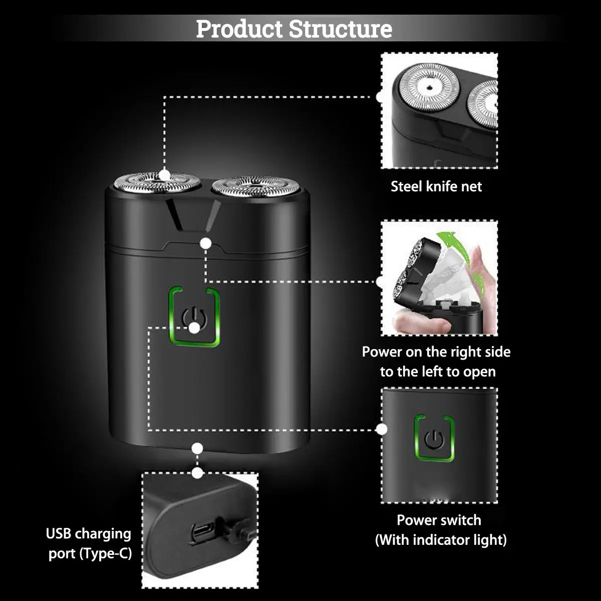 Kemei портативные электробритвы с карманами для мужчин водонепроницаемый станок для бритья с двойным кольцом USB перезаряжаемая Бритва для бороды
