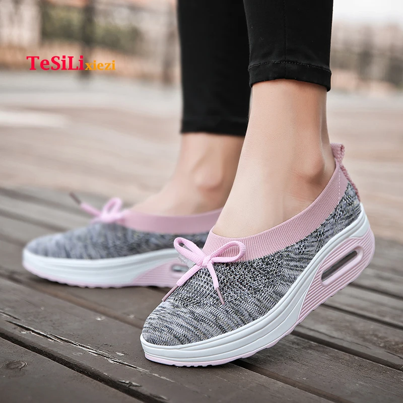 

2019 Woman Shoes Beathable Air Ms Casual Shoes Slip on Summer Sock Shoes Woman Sneakers Ladies leisure Adulto Plus Size 42