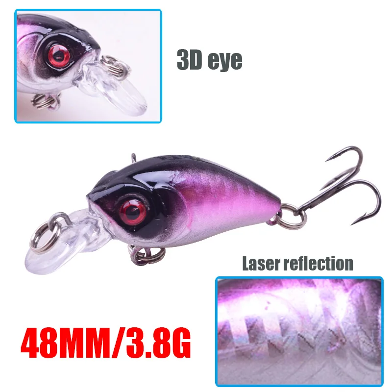 1 قطعة طعوم صيد معقوفة 4.5 سنتيمتر 4g البسيطة Crankbait Wobblers 3D عين السمكة الاصطناعي الصلب إغراء نابض بالحياة وهمية إغراء الصيد معالجة