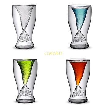 

Beauty Fish Cup Fashion Creative Juice Drink Ice Cream Double Glass Red Wine Whiskey Cup#455