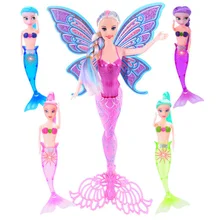 Mermaid Barbie toys children light winged girl Princess Gift Set