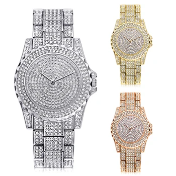 

Casual Luxury Womens Watch Business For Women Shiny Rhinestone Stainless Steel Band Quartz Wrist Watch Gift