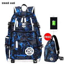 Университетский рюкзак с зарядкой через usb для мальчиков, школьный рюкзак для ноутбука, водонепроницаемый рюкзак с геометрическим узором, mochilas para viagens, сумка для мальчиков