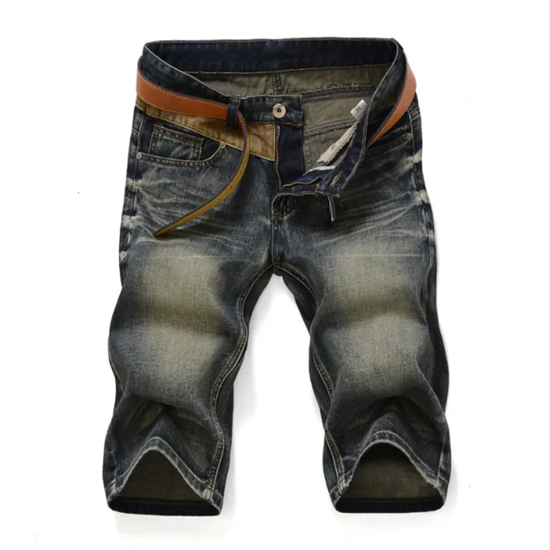 Мужские летние джинсы Размер 28-38 Новое поступление Шорты Мужские джинсы брендовая одежда ретро ностальгия цвет джинсовые Бермуды Короткие повседневные шорты