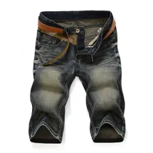 Мужские летние джинсы Размер 28-38 Новое поступление Шорты Мужские джинсы брендовая одежда ретро ностальгия цвет джинсовые Бермуды Короткие повседневные шорты