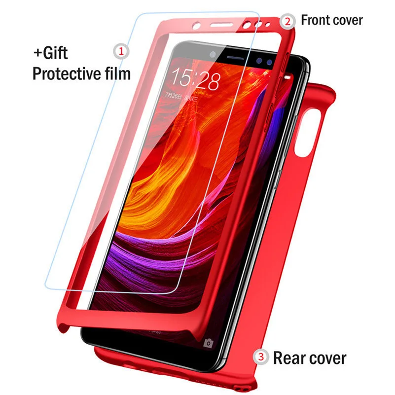 360 Degree Cover Case For Xiaomi Redmi Note 5 Pro Plus 6 6A 4 4X 4A Free Glass Mi 8 SE 6X A2 5X A1 Cases |