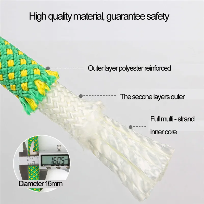 Профессиональный скалолазание диаметр 16 мм толстый большой канат 45KN высокопрочный полиэфирный безопасный канат для воздушной работы Паракорд 10-100 м