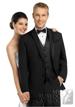 

Custom Made Groom Tuxedo Black Groomsmen Shawl Lapel Wedding/Dinner Suits Best Man Bridegroom (Jacket+Pants+Tie+Vest) B257