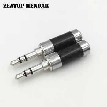 

50Pcs Real Rhodium Plated 3.5mm 3 Pole Stereo Male Plug 3.5 Carbon Fiber Shell Straight Solder Audio Connector for 4MM 6MM Cable