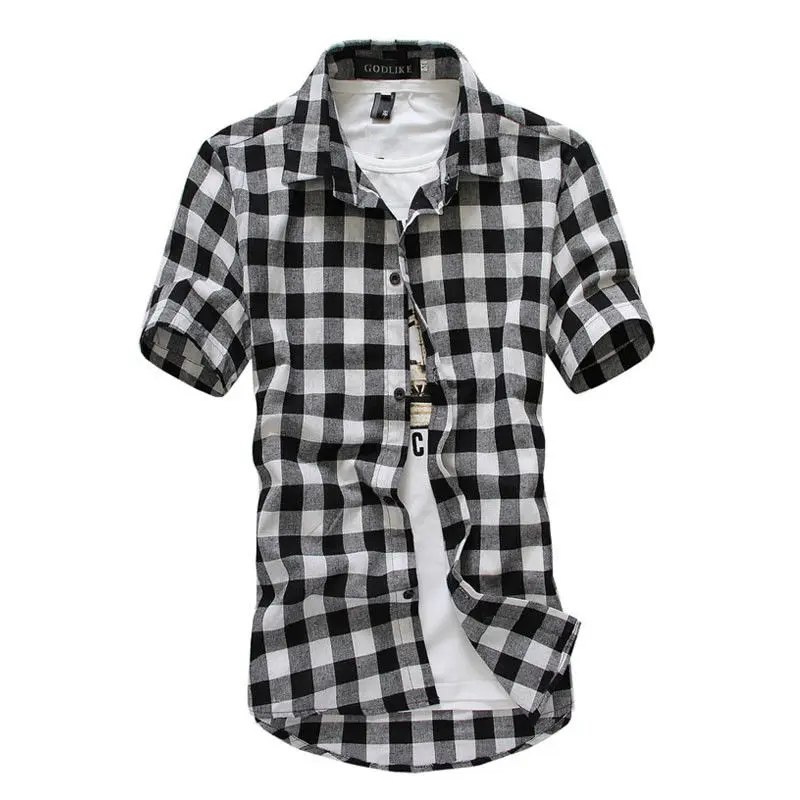 Fashion Men/'s Summer Casual Dress Shirt Mens Plaid Short Sleeve Shirts Tops Tee