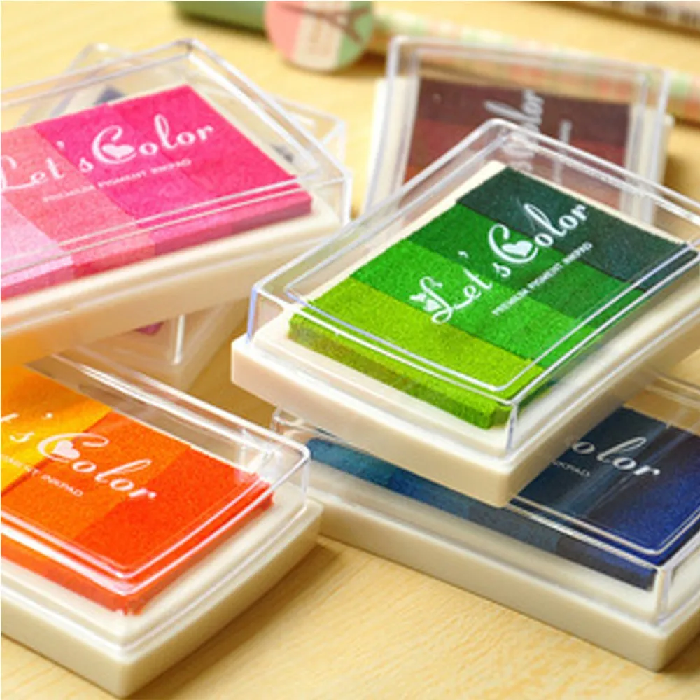

New Multi Color DIY Oil Gradient Stamp Set Ink Pad Inkpad Craft Paper Wood Fabric 6 scrapbooking office school supplies