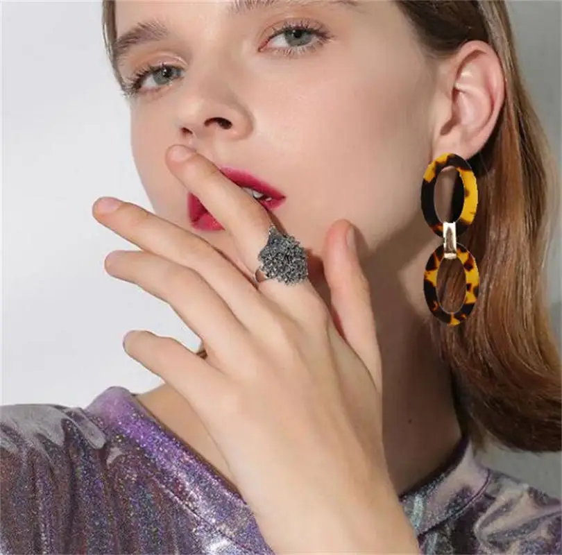 

2019 Resin Leopard Earring Dangle Bohemian Geometric Earrings for Women Boho Fringed Drop Earings Vintage Jewelry Brincos ZA NEW