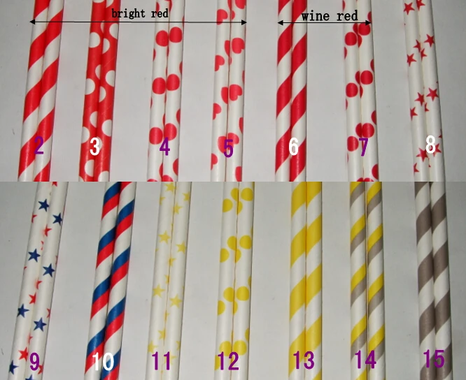 400 цвета различные дизайны 7,7" твердые цветные бумажные соломинки в OPP упаковке(80 упаковок/2000 шт) Лучшее для украшения свадьбы