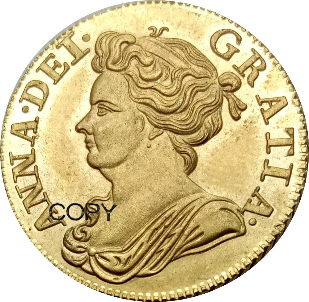 

Great Britain Anne gold 1 Guinea 1714 3rd bust Bevel Edge Brass Metal Copy Coins