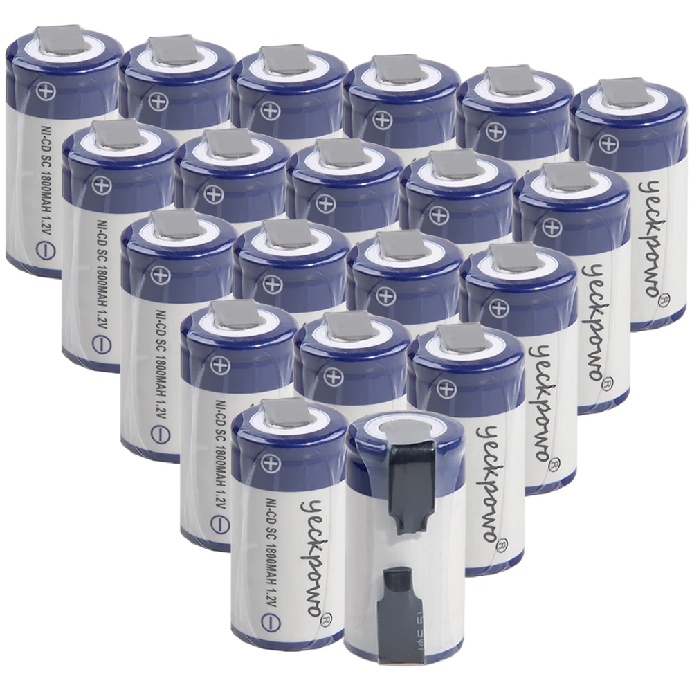  20 pcs SC battery 1.2V batteries for power tools 1800mah nicd 4.25cm*2.2cm color random