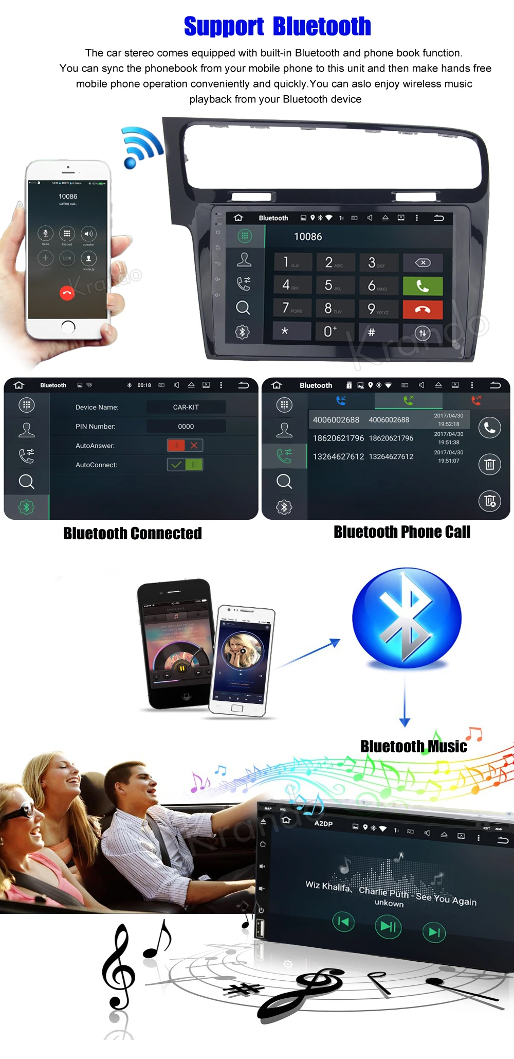 Top Krando 7" Android 7.1 car audio radio for vw Golf 7 gps dvd player navigation multimedia entertainment system WIFI 3G DAB+ 3