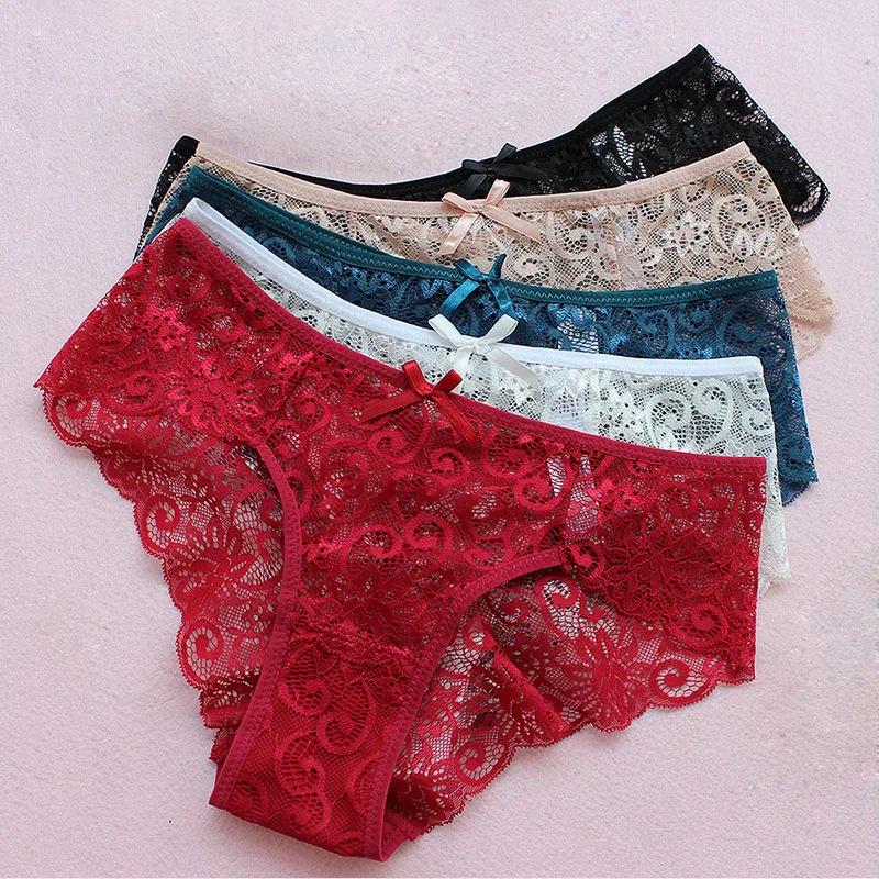 

QA230 Large Size Women Lace Transparent Panties Low Waist Sexy Lingerie Female Briefs Ropa Interior Femenina