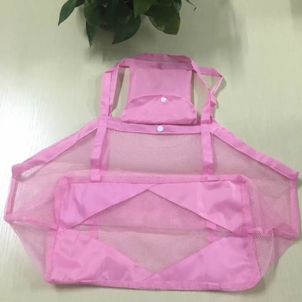 Очень большой Ёмкость песок сетчатый мешок детская пляжная сумка для хранения игрушек плавательных сумки идеально подходит для хранения детей сумка в виде игрушки - Цвет: Розовый