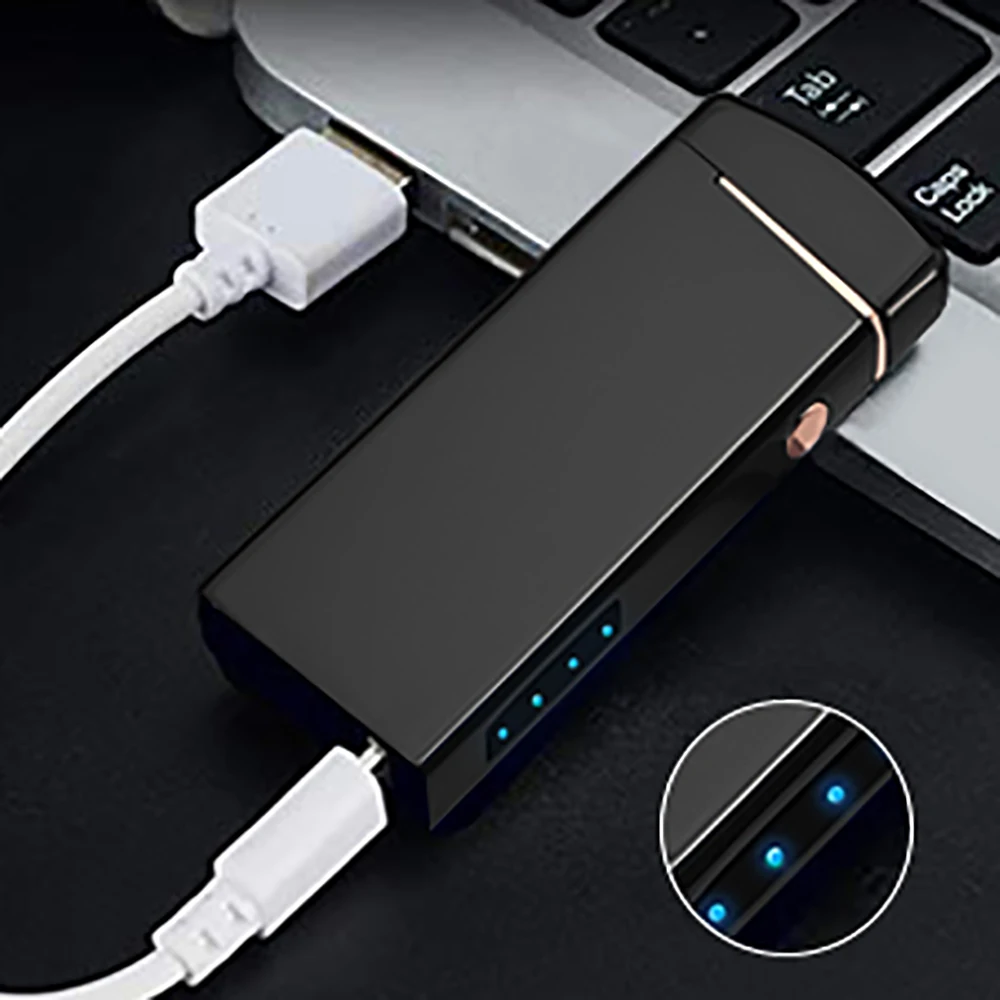 Креативная USB перезаряжаемая зажигалка небольшая ветрозащитная беспламенная