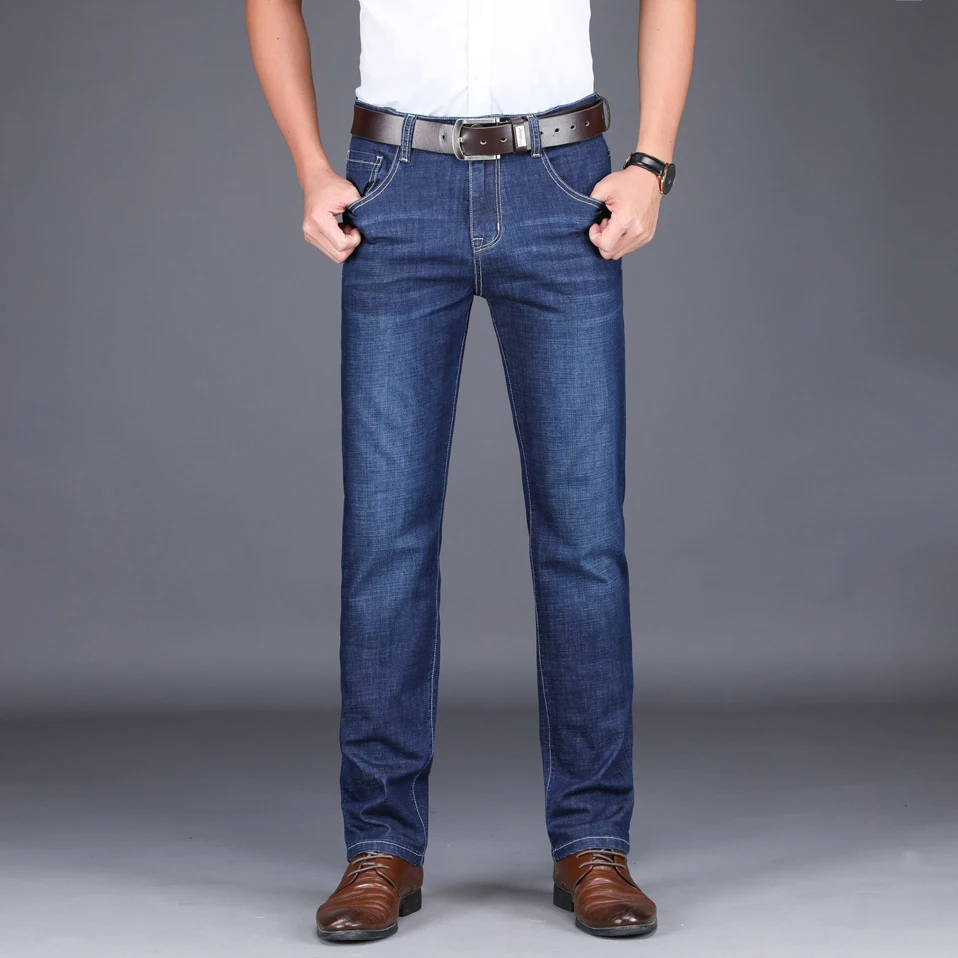 NIGRITY Весна Лето Новые мужские прямые повседневные джинсы модные джинсовые брюки мужские брюки 2 цвета на выбор большие размеры 29-42