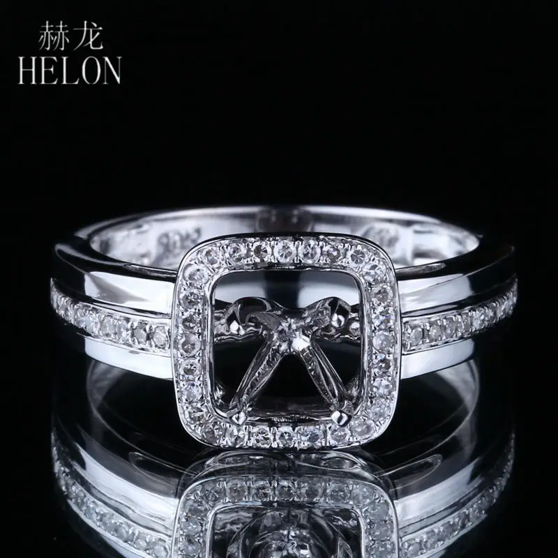 Helon SOLID 14 К White Gold Круглый Cut 6.5 мм полу крепление Обручение проложить 0.25ct бриллиантами свадебные Для женщин Jewelry Кольцо установка