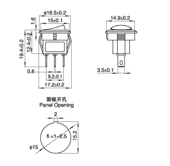 3A KCD11-2PIN круглый Кулисный переключатель прозрачная красная крышка без светильник отверстие для открытия 15 мм 2 фута ВКЛ./ВЫКЛ