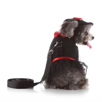 

Bowknot Dog Princess Tutu Dress Skirt Dog Clothes small Pet Cat dog Harness Dress and Leash dog Collar Leads With Hat