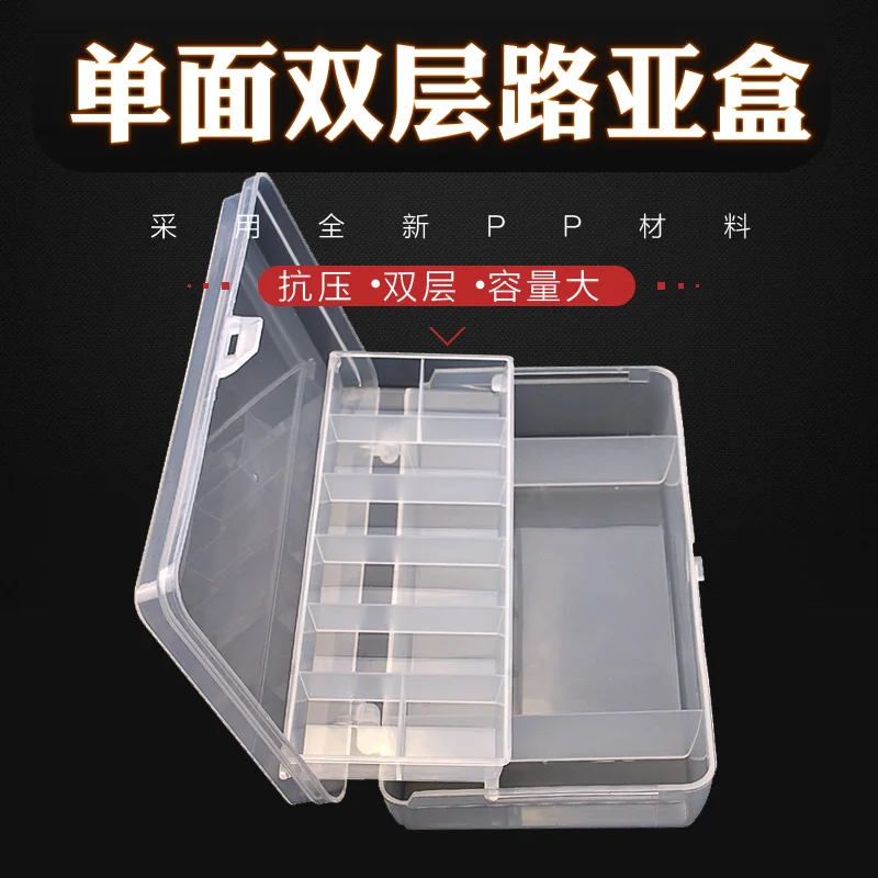 

RUKE one Sided Double Deck Many Compartments, Fishing Box, High Strength Transparent Visible Plastic Box with Drain Hole