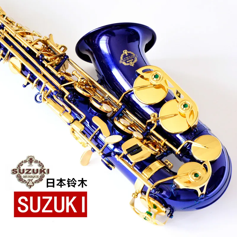 

SUZUKI Alto Saxophone Eb Tune E-flat Musical Instruments New Arrival Brass Blue High Quality Saxophone with Case Free Shipping