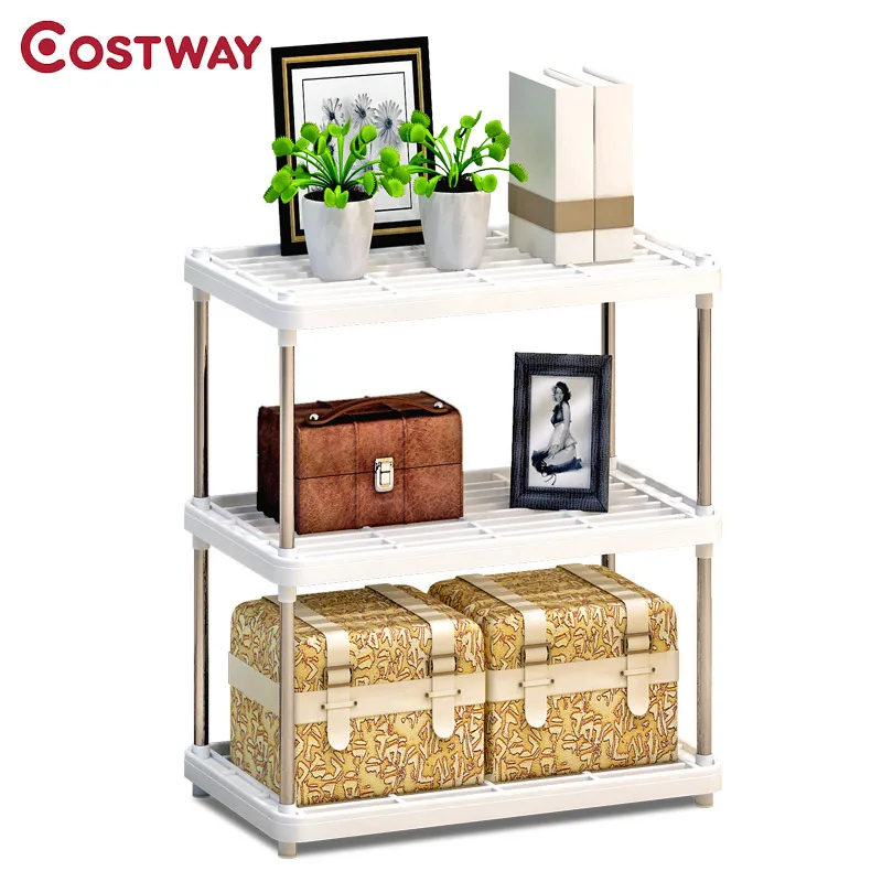 COSTWAY 3 Layer Plastic Storage Shelf Holders Racks Saving Space For