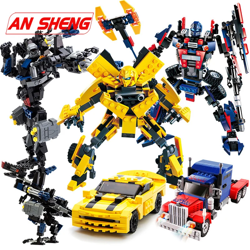 

2-in-1 Transformation Robot Car Bricks City Building Blocks Sets Starwars Creator Educational Toys For Children Gifts Legoes
