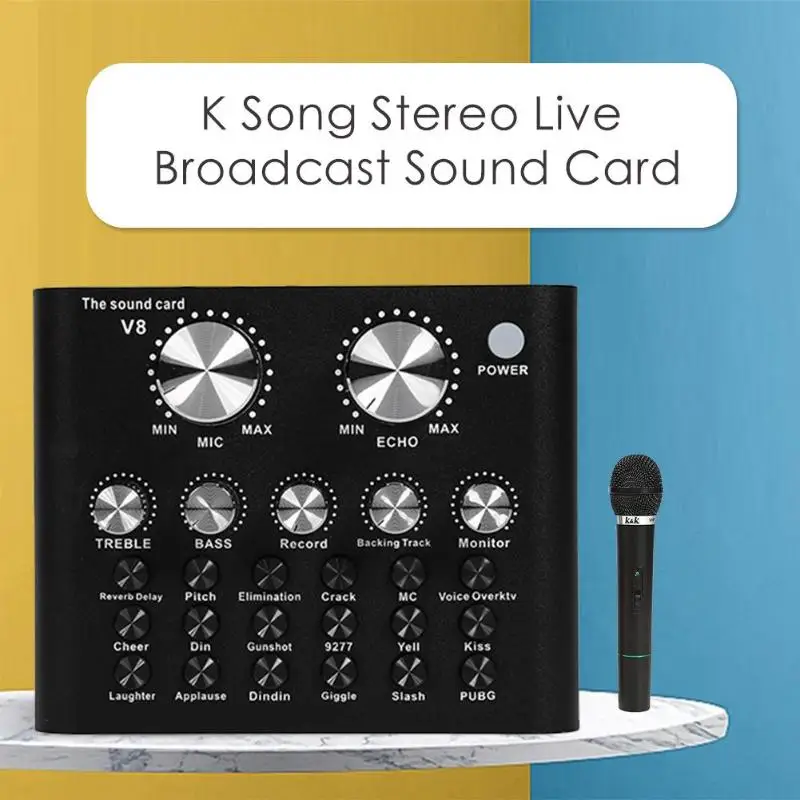 V8 аудио Bluetooth 4,2 гарнитура микрофон K песня стерео прямая трансляция звуковая карта аудио Внешняя USB гарнитура микрофон для Прямая поставка