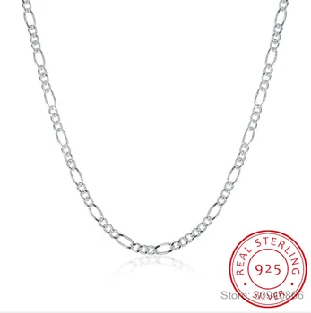 

35-70cm Slim 925 Sterling Silver Figaro Chain Necklace Women Girl Children Boy Kids Italy Jewelry kolye collares sieraden Colier