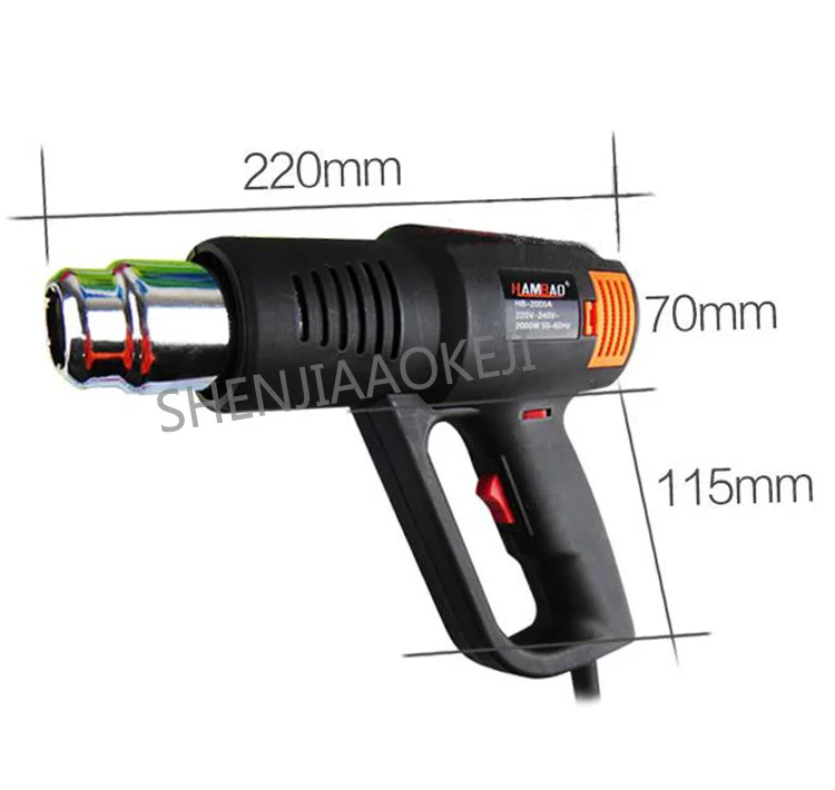 Регулируемый Температура пневматический пистолет 2000 Вт промышленного класса Twin-turbo Мощный ветер слюдяной нагреватель фена уменьшить